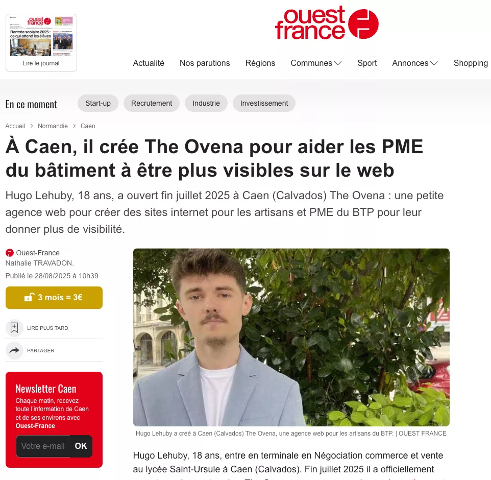 À Caen, il crée The Ovena pour aider les PME du bâtiment à être plus visibles sur le web